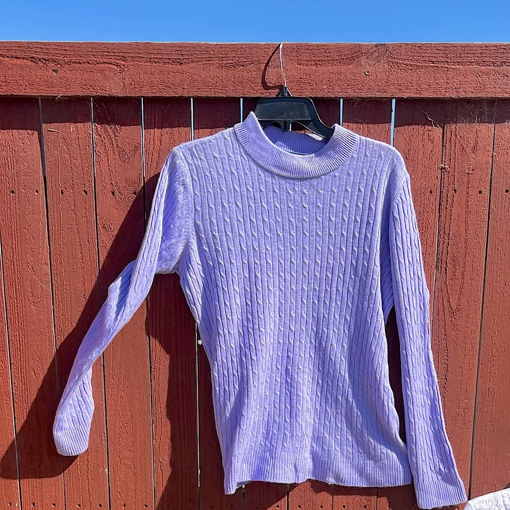 Karen Scott Petite Soft Purple Sweater Retro Light Lavender